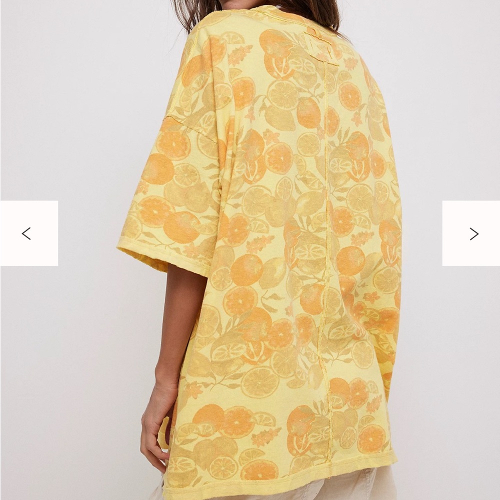NWT Free People Devon Tee- Citrus Combo L - Picture 2 of 3